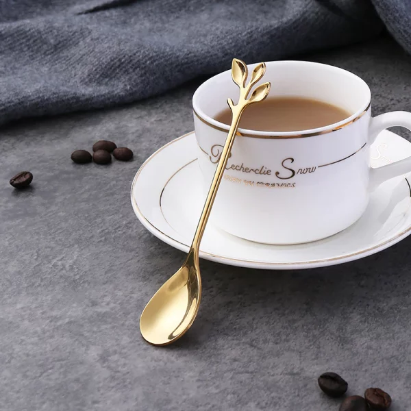 Golden leaf set – Profesionalni set za čaj/kavo ali dezerte (8 kosov) 02